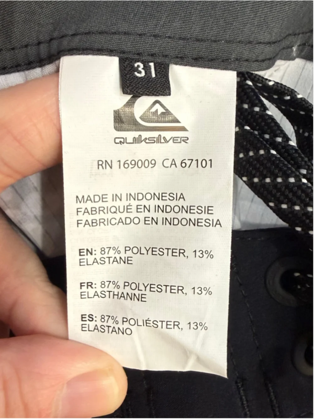 Men’s Quiksilver Highline Board Shorts size 31 Small Black White Geometric Swim